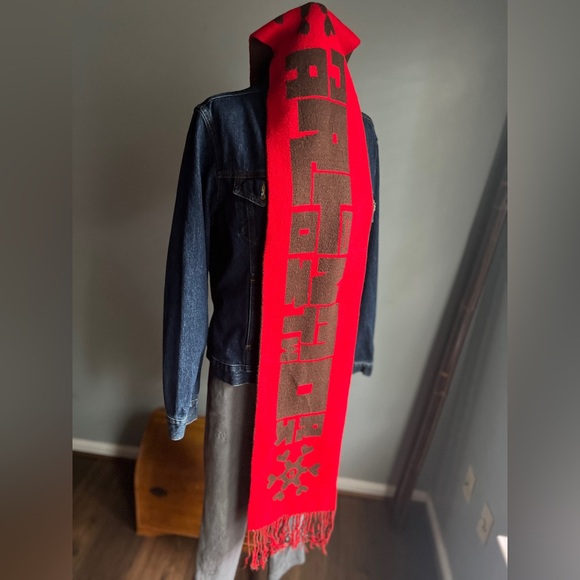 CARTOON NETWORK 2007 Double Woven Knit Reversible Scarf Brown Red Fringe - Picture 2 of 9